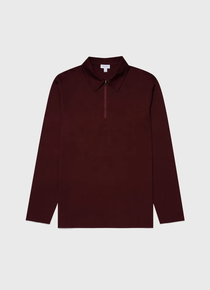 Half Zip Heavyweight Polo Shirt Maroon Men SUNSPEL Polo Shirts