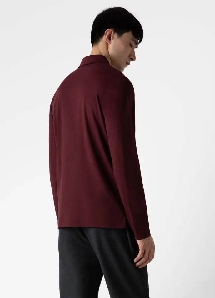 Half Zip Heavyweight Polo Shirt Maroon Men SUNSPEL Polo Shirts