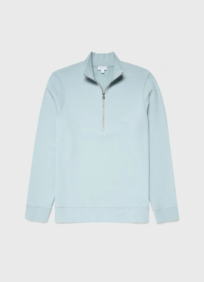 Half Zip Loopback Sweatshirt Blue Sage Men SUNSPEL Sweatshirts and Sweatpants