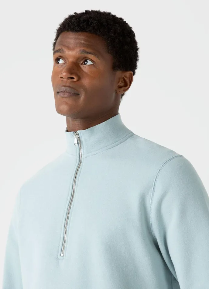 Half Zip Loopback Sweatshirt Blue Sage Men SUNSPEL Sweatshirts and Sweatpants
