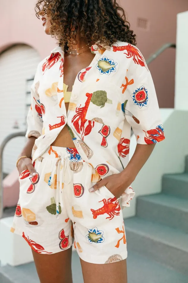 Hampton Short Cream Multi Matching Sets Petal and Pup Women