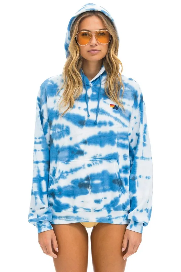 Hand Dyed Pullover Hoodie Relaxed 8211 Tie Dye Blue WomenMen Aviator Nation Hoodies