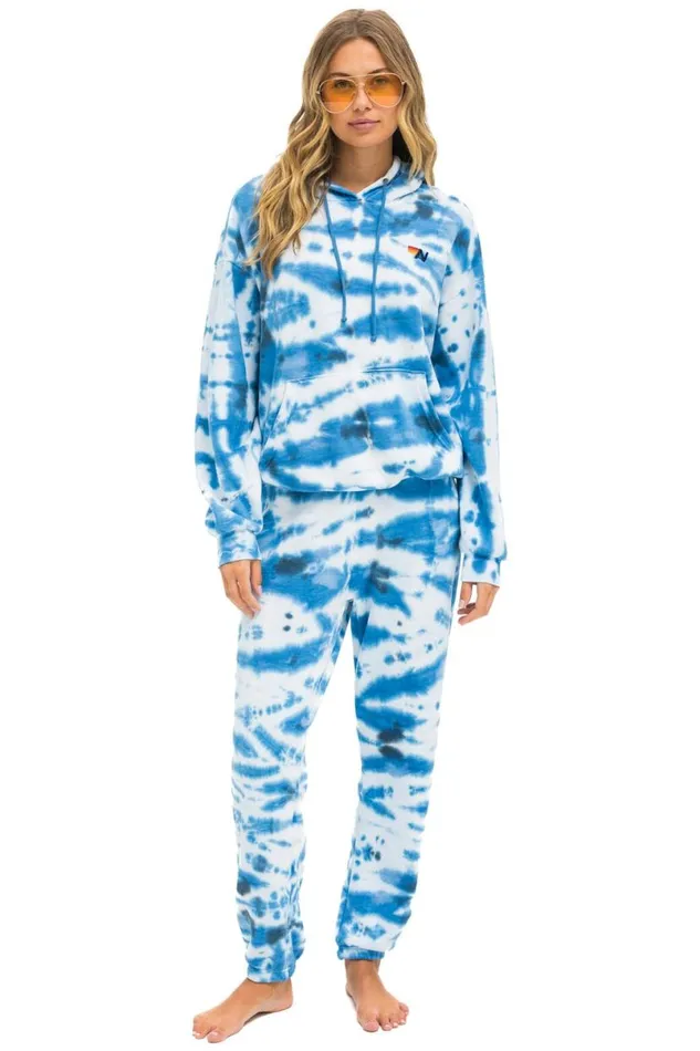Hand Dyed Pullover Hoodie Relaxed 8211 Tie Dye Blue WomenMen Aviator Nation Hoodies