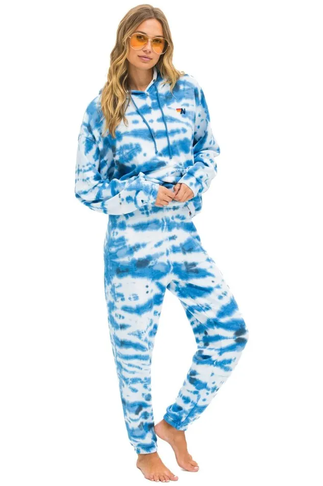 Hand Dyed Pullover Hoodie Relaxed 8211 Tie Dye Blue WomenMen Aviator Nation Hoodies
