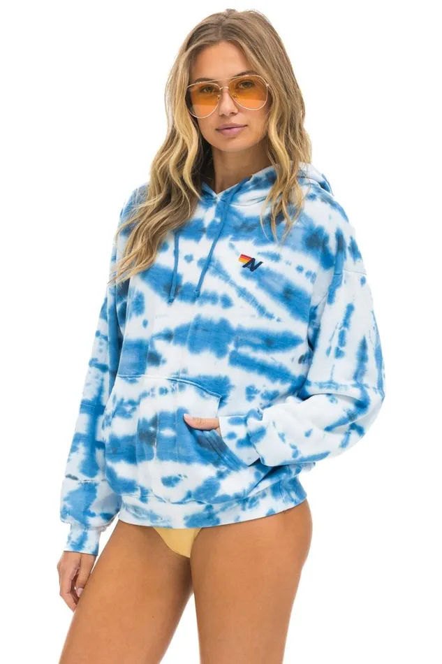 Hand Dyed Pullover Hoodie Relaxed 8211 Tie Dye Blue WomenMen Aviator Nation Hoodies