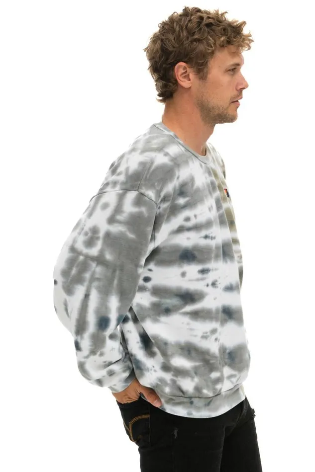 Hand Dyed Relaxed Crew Sweatshirt 8211 Tie Dye Grey Olive WomenMen Aviator Nation Sweatshirts