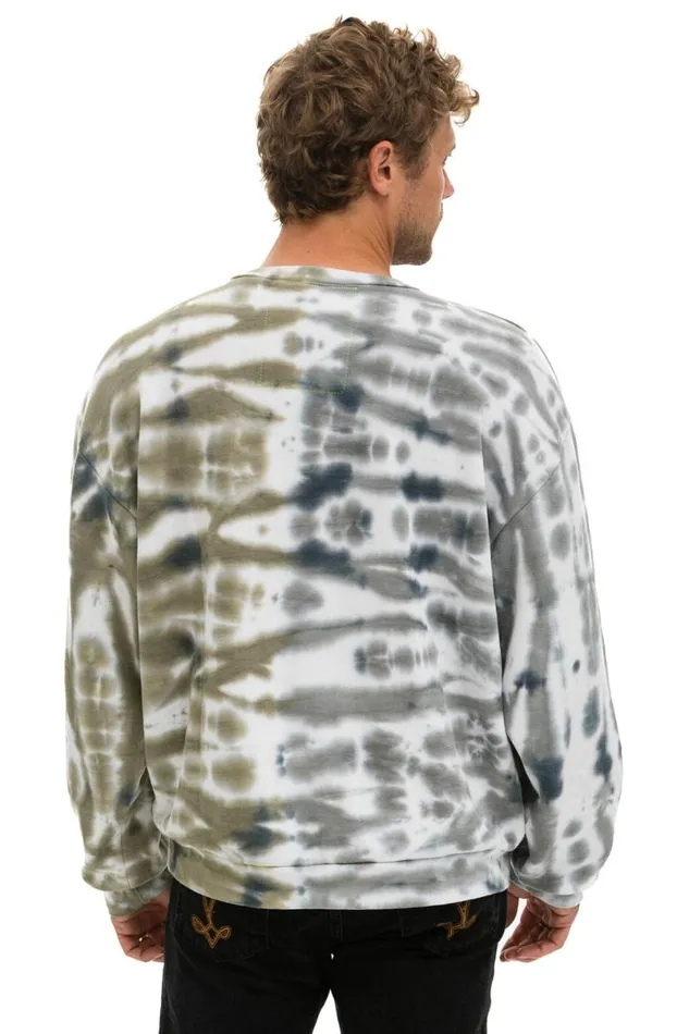 Hand Dyed Relaxed Crew Sweatshirt 8211 Tie Dye Grey Olive WomenMen Aviator Nation Sweatshirts