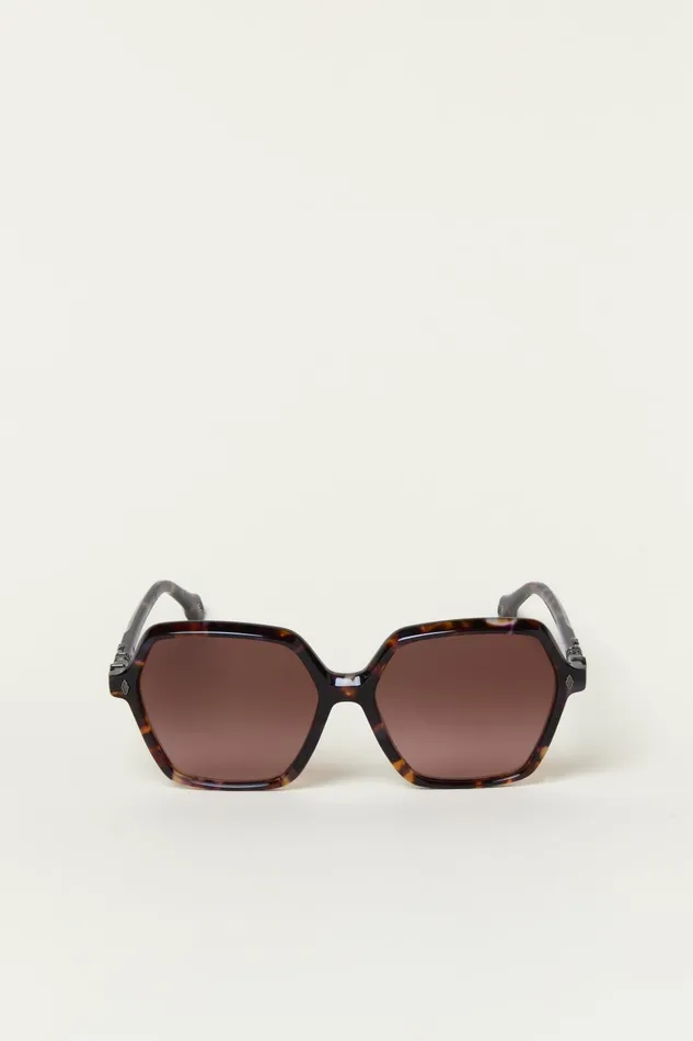 Hexagonal Sunglasses Lotty Brown Women Baandsh Eyewear