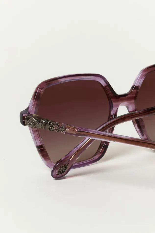 Hexagonal Sunglasses Lotty Brown Women Baandsh Eyewear