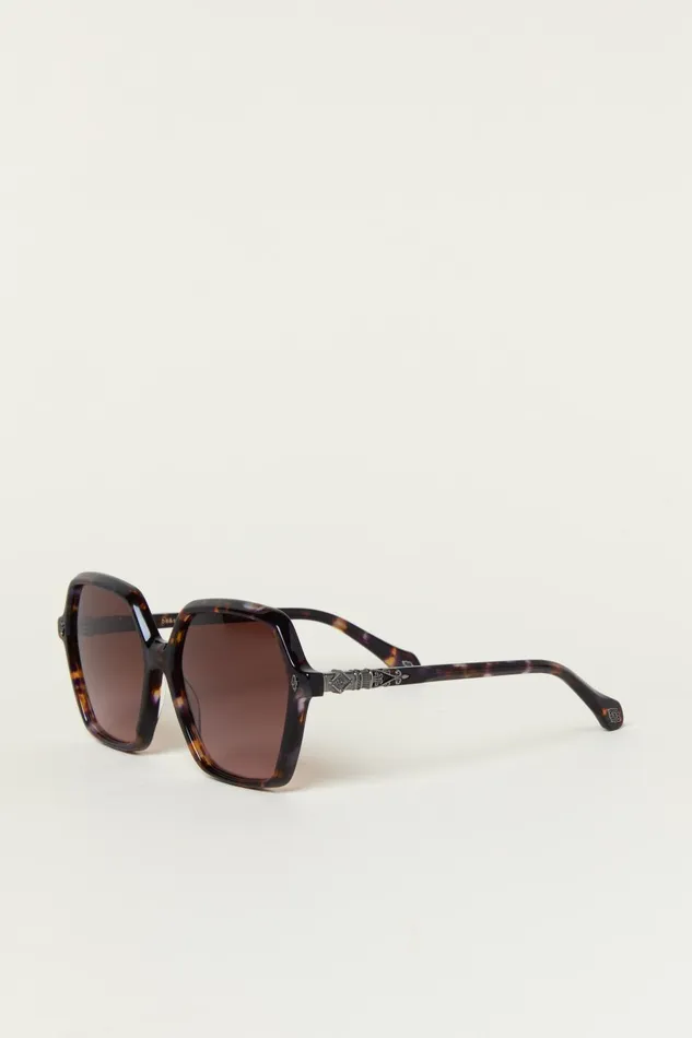Hexagonal Sunglasses Lotty Brown Women Baandsh Eyewear