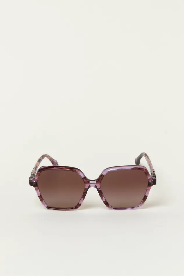 Hexagonal Sunglasses Lotty Brown Women Baandsh Eyewear