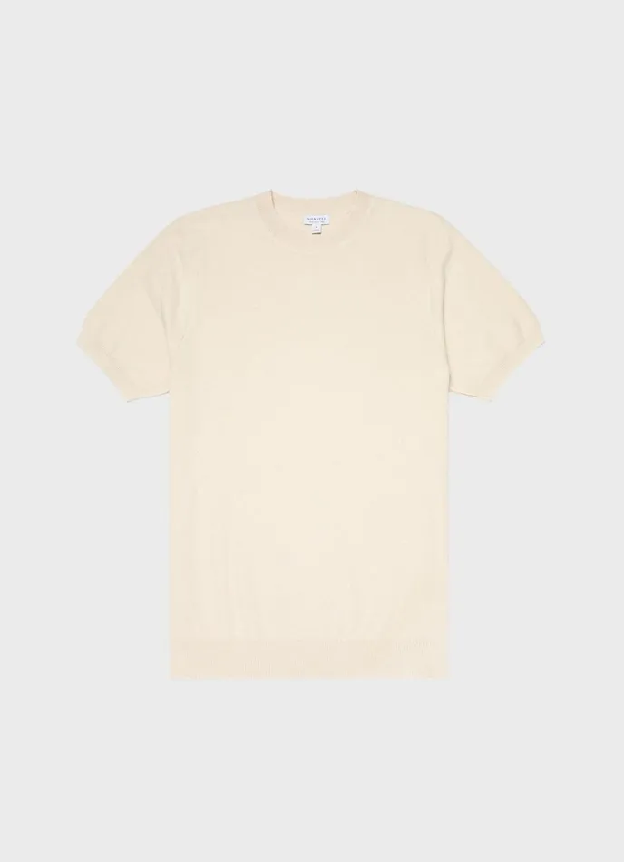 Honeycomb Knitted Tshirt Ecru Men SUNSPEL Tshirts