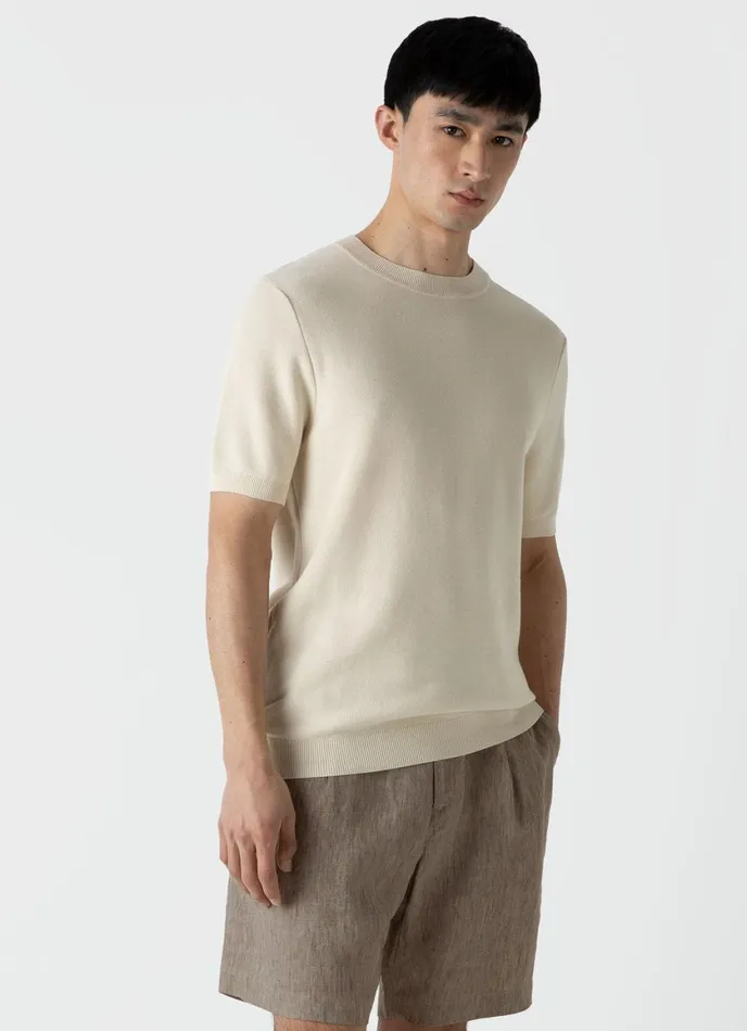 Honeycomb Knitted Tshirt Ecru Men SUNSPEL Tshirts