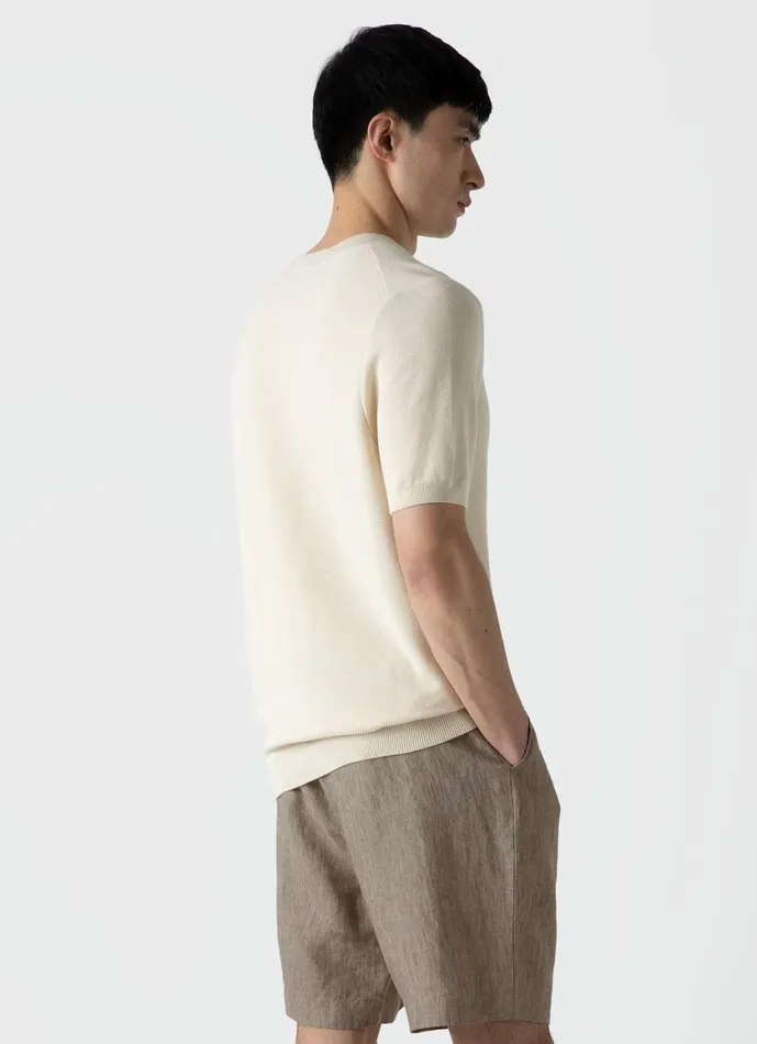 Honeycomb Knitted Tshirt Ecru Men SUNSPEL Tshirts