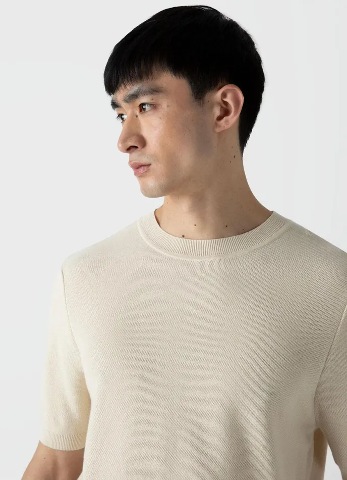 Honeycomb Knitted Tshirt Ecru Men SUNSPEL Tshirts