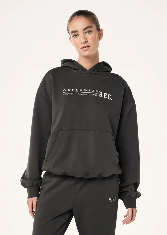 Hoodies PE Nation Women WORLDWIDE HOODIE IN WASHED BLACK