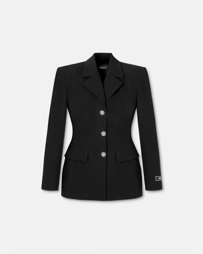 Hourglass SingleBreasted Blazer Black Women Versace Blazer and Jackets