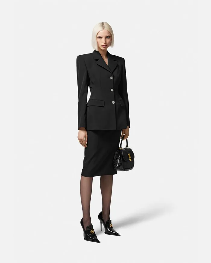 Hourglass SingleBreasted Blazer Black Women Versace Blazer and Jackets