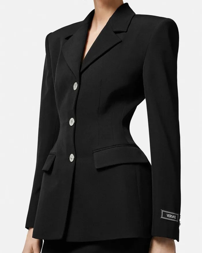Hourglass SingleBreasted Blazer Black Women Versace Blazer and Jackets
