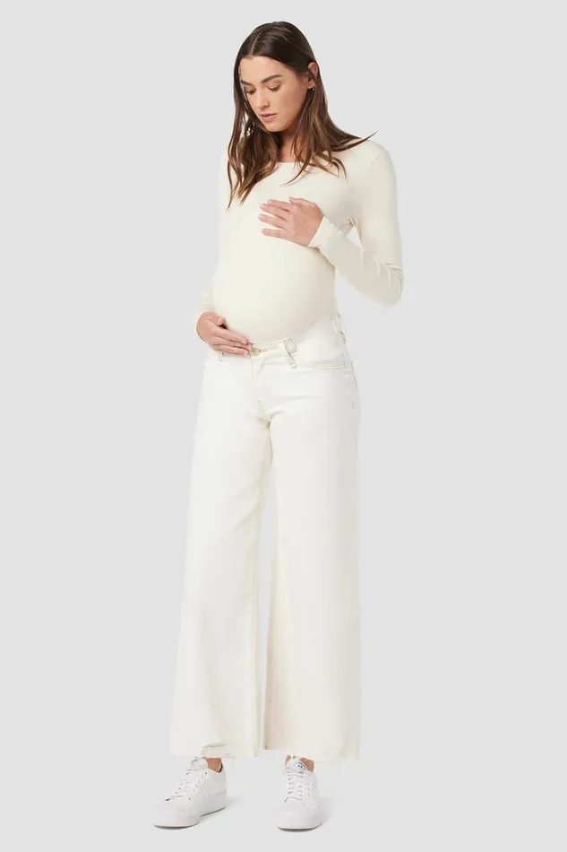 Hudson Jeans Cropped James Maternity Wide Leg Crop Jean Ecru Destructed Hem 8211 Women Hudson Jeans Cropped James Maternity Wide Leg Crop Jean Ecru Destructed Hem 8211 Women
