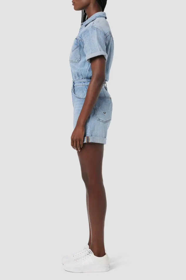 Hudson Jeans Dresses and Jumpsuits Short Sleeve Romper Ocean Waters 8211 Women