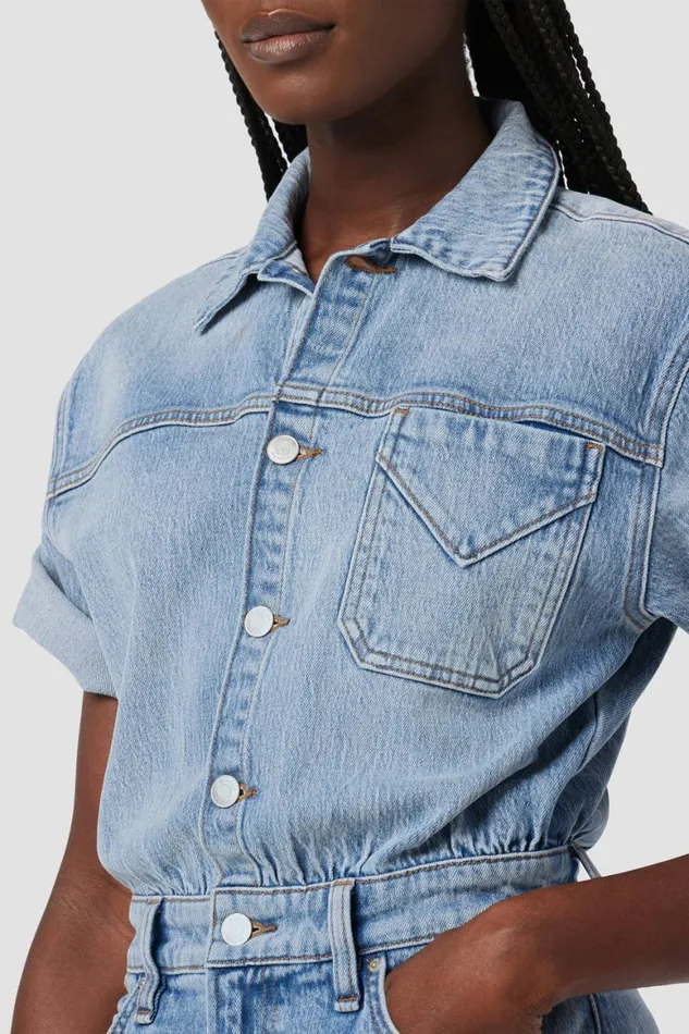 Hudson Jeans Dresses and Jumpsuits Short Sleeve Romper Ocean Waters 8211 Women