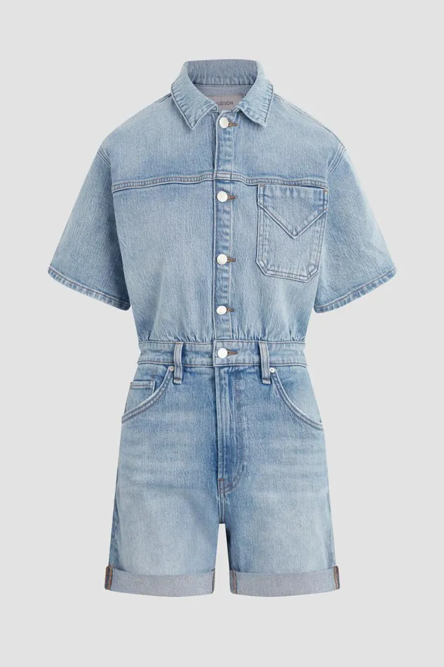 Hudson Jeans Dresses and Jumpsuits Short Sleeve Romper Ocean Waters 8211 Women
