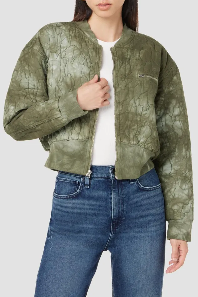 Hudson Jeans Jackets and Outerwear Cropped Bomber Jacket Embroidered Camo 8211 Women