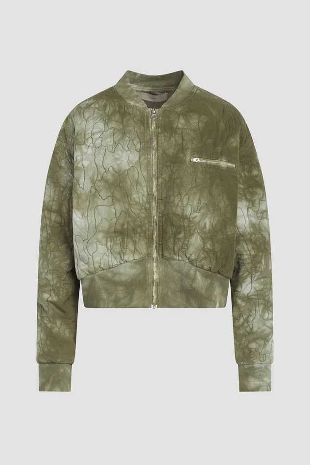 Hudson Jeans Jackets and Outerwear Cropped Bomber Jacket Embroidered Camo 8211 Women