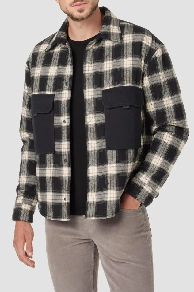 Hudson Jeans Jackets and Outerwear Padded Long Sleeve Jacket Black White Check 8211 Men