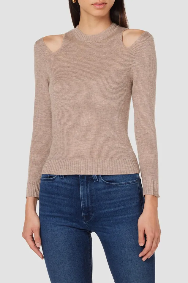 Hudson Jeans Tops and Sweaters Cut Out Long Sleeve Sweater Oatmeal 8211 Women