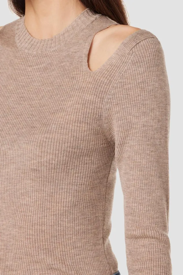 Hudson Jeans Tops and Sweaters Cut Out Long Sleeve Sweater Oatmeal 8211 Women Hudson Jeans Tops and Sweaters Cut Out Long Sleeve Sweater Oatmeal 8211 Women