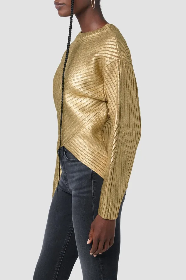 Hudson Jeans Tops and Sweaters Front Wrap Sweater Foiled Camel 8211 Women