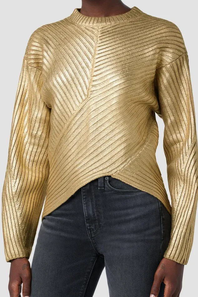 Hudson Jeans Tops and Sweaters Front Wrap Sweater Foiled Camel 8211 Women
