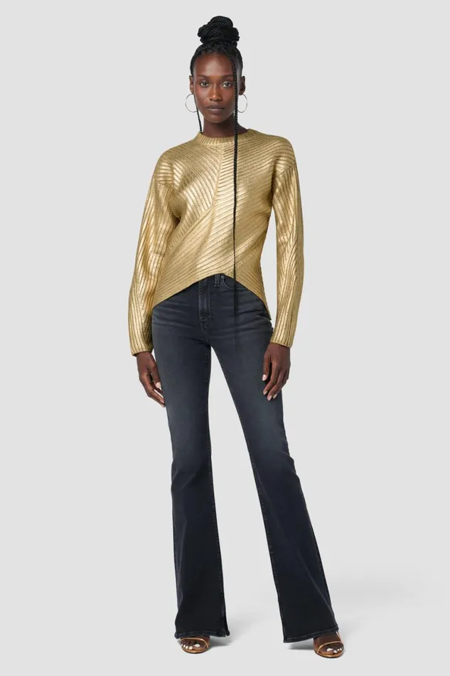 Hudson Jeans Tops and Sweaters Front Wrap Sweater Foiled Camel 8211 Women