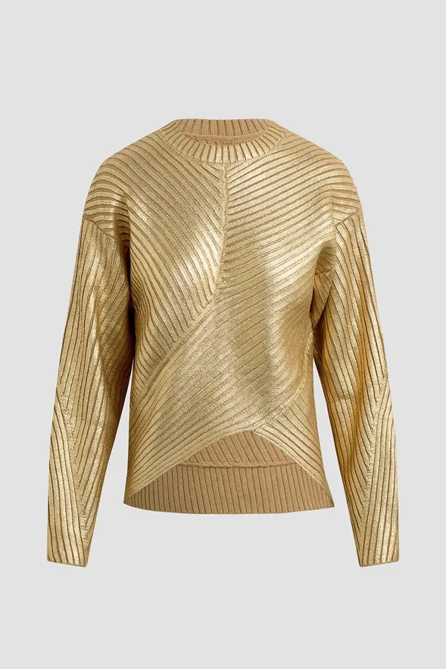 Hudson Jeans Tops and Sweaters Front Wrap Sweater Foiled Camel 8211 Women