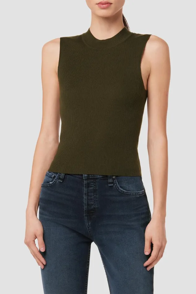 Hudson Jeans Tops and Sweaters Mock Neck Sweater Tank Olive Green 8211 Women