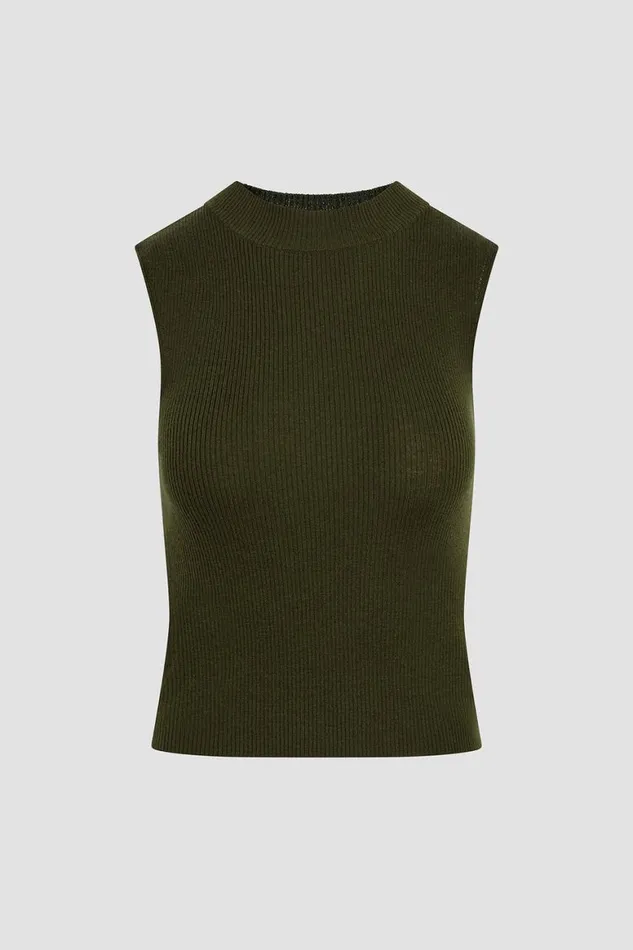 Hudson Jeans Tops and Sweaters Mock Neck Sweater Tank Olive Green 8211 Women
