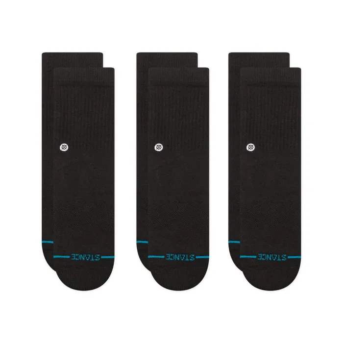 Icon Crew Socks 3 Pack Black Kids Stance Kids