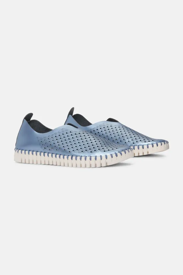 Ilse Jacobsen Flats 8211 Metallic Blue Women Tulip Flats