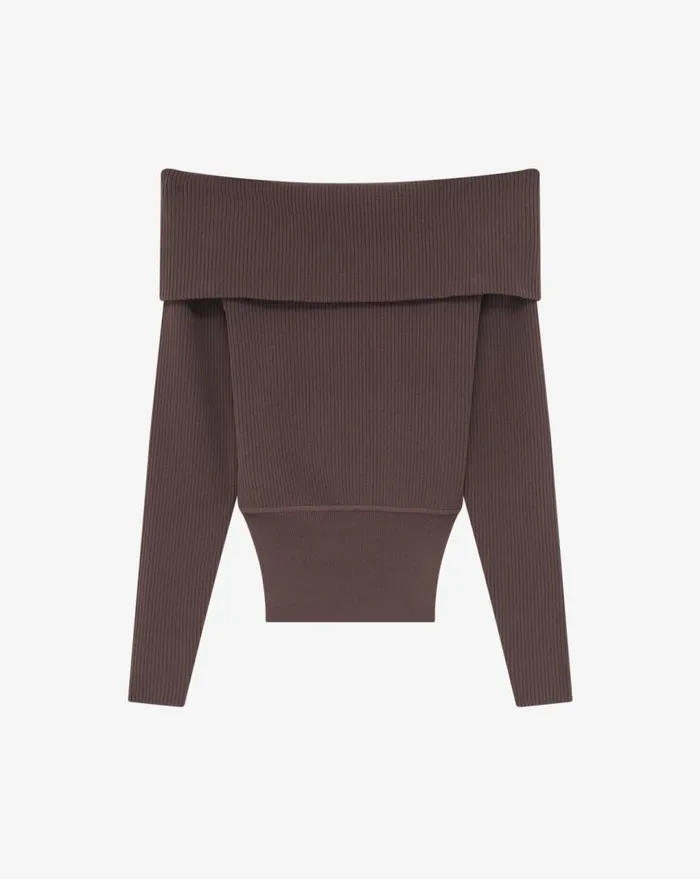 IRO ACELIA OFFTHESHOULDER RIBBED SWEATER Black Women Knits