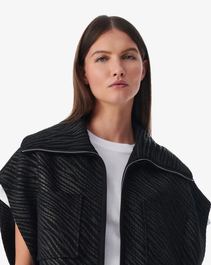 IRO ALINA ZEBRA SLEEVELESS PATTERNED JACKET Black Zebra Women Jackets and Coats