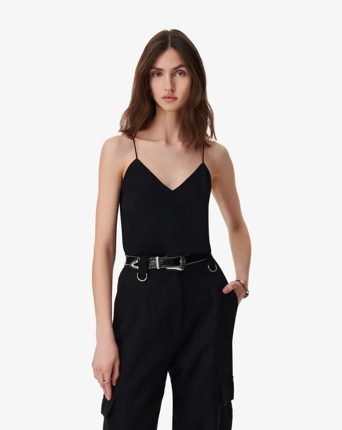 IRO BERSA SILK CAMISOLE Black Women Tops and Shirts