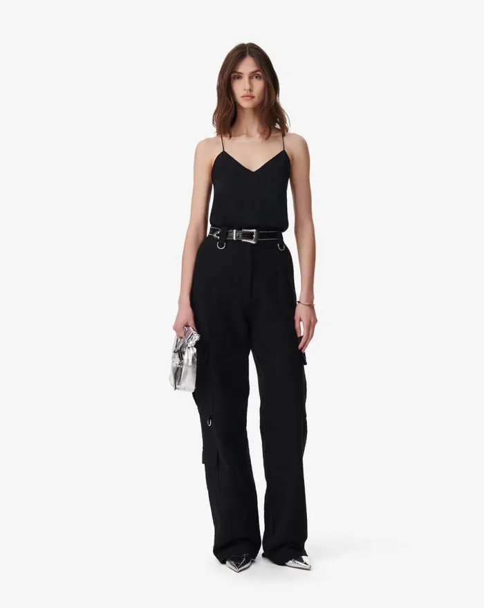 IRO BERSA SILK CAMISOLE Black Women Tops and Shirts