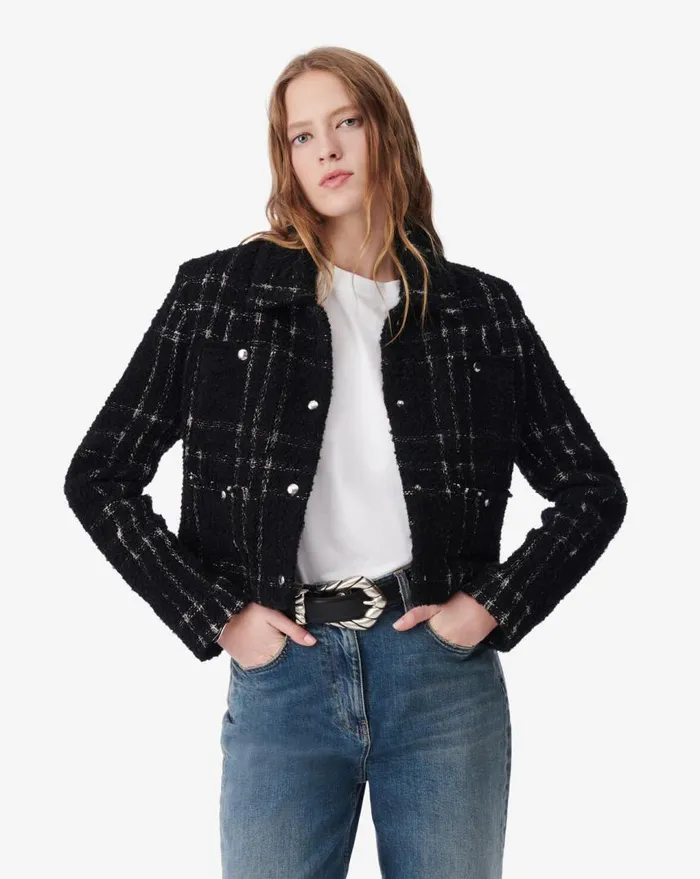 IRO CAMRON TWEED SHACKET Blackwhite Women Jackets and Coats