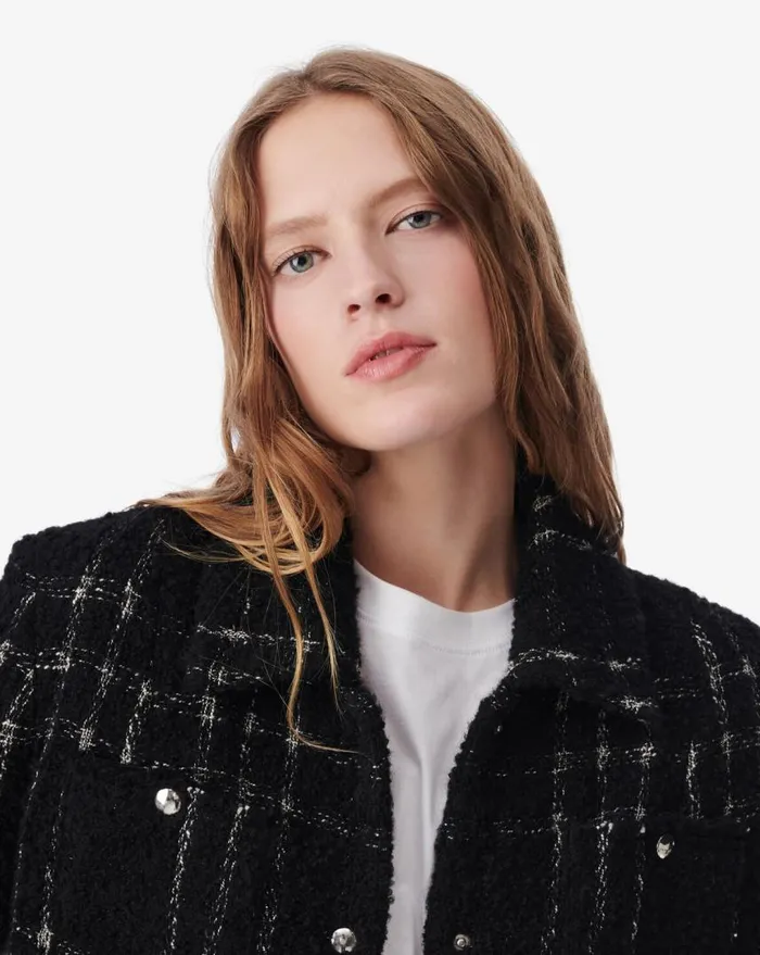 IRO CAMRON TWEED SHACKET Blackwhite Women Jackets and Coats