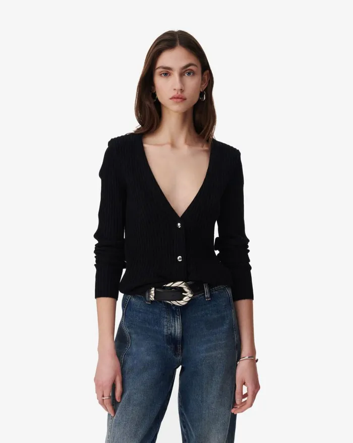 IRO DEVORA CASHMERE VNECK CARDIGAN Black Women Knits