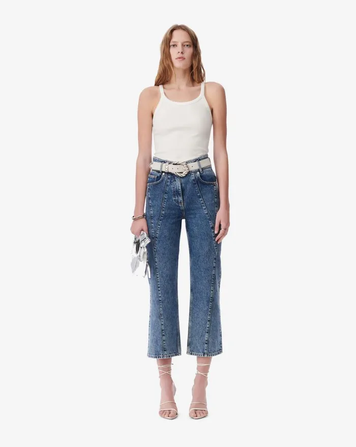 IRO HANIFI CROPPED CUTOUT JEANS Mid Blue Women Jeans