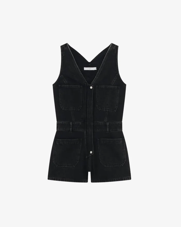 IRO IGINO DENIM ROMPER Black Women Jumpsuits