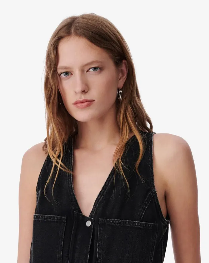 IRO IGINO DENIM ROMPER Black Women Jumpsuits